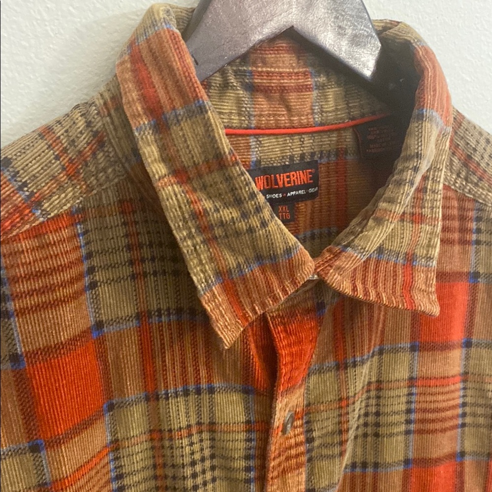 Wolverine Casual Orange & Brown Long Sleeve 100% Cotton Plaid XXL Shirt